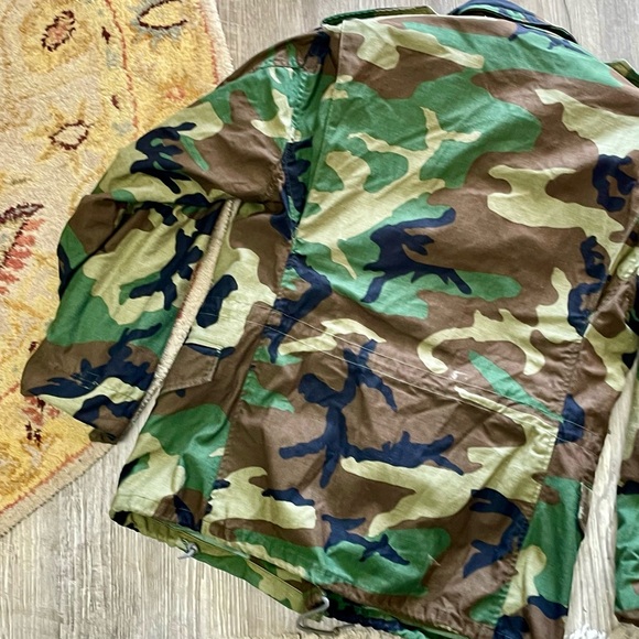 Vintage 1985 MFG Military Army Woodland Camouflage Heavyweight Jacket Field Coat - Picture 15 of 16